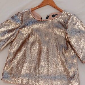 JCrew Gold Sequin Top- Size 00